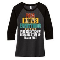 Papa Knows Everything No Matter What Women's Tri-Blend 3/4-Sleeve Raglan Shirt