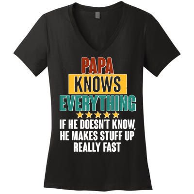 Papa Knows Everything No Matter What Women's V-Neck T-Shirt