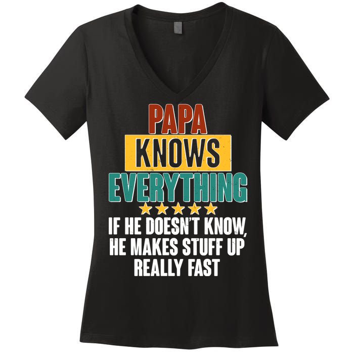 Papa Knows Everything No Matter What Women's V-Neck T-Shirt