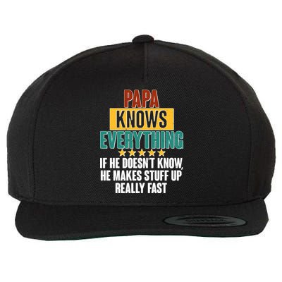 Papa Knows Everything No Matter What Wool Snapback Cap