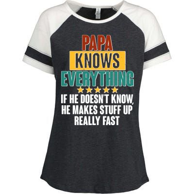 Papa Knows Everything No Matter What Enza Ladies Jersey Colorblock Tee