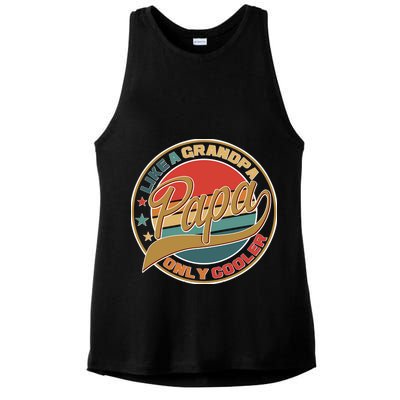 Papa Like A Grandpa Only Cooler Emblem Ladies PosiCharge Tri-Blend Wicking Tank
