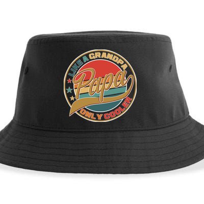 Papa Like A Grandpa Only Cooler Emblem Sustainable Bucket Hat