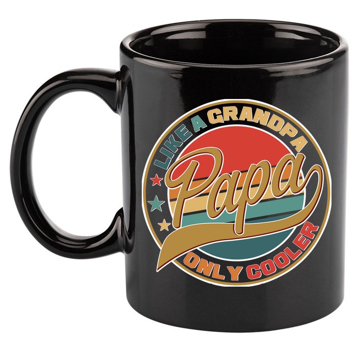 Papa Like A Grandpa Only Cooler Emblem 11oz C Handle Ceramic Mug