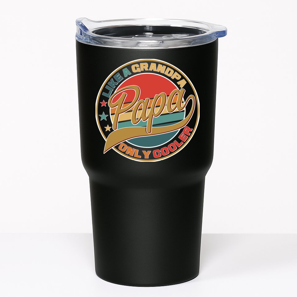 Papa Like A Grandpa Only Cooler Emblem Tumbler