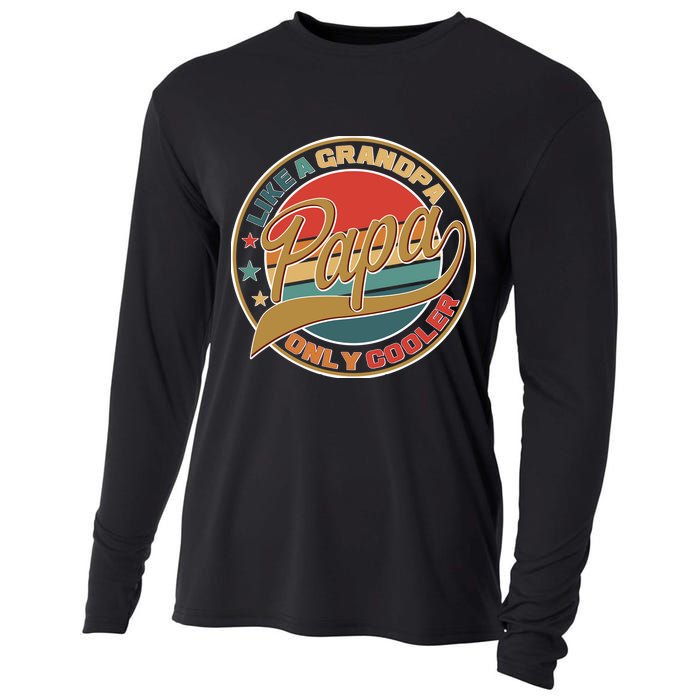 Papa Like A Grandpa Only Cooler Emblem Cooling Performance Long Sleeve Crew