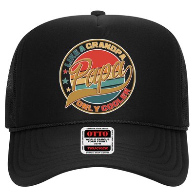 Papa Like A Grandpa Only Cooler Emblem Trucker Hat