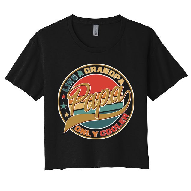 Papa Like A Grandpa Only Cooler Emblem Crop Top