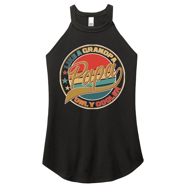 Papa Like A Grandpa Only Cooler Emblem Women's Perfect Tri Rocker Tank