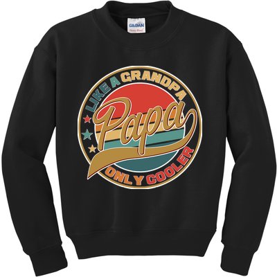 Papa Like A Grandpa Only Cooler Emblem Kids Sweatshirt