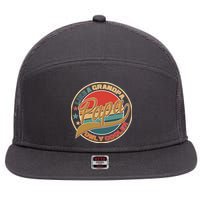 Papa Like A Grandpa Only Cooler Emblem 7 Panel Mesh Trucker Snapback Hat