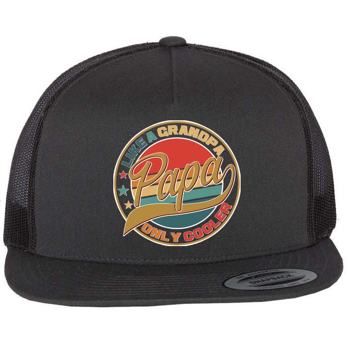 Papa Like A Grandpa Only Cooler Emblem Flatbill Hat