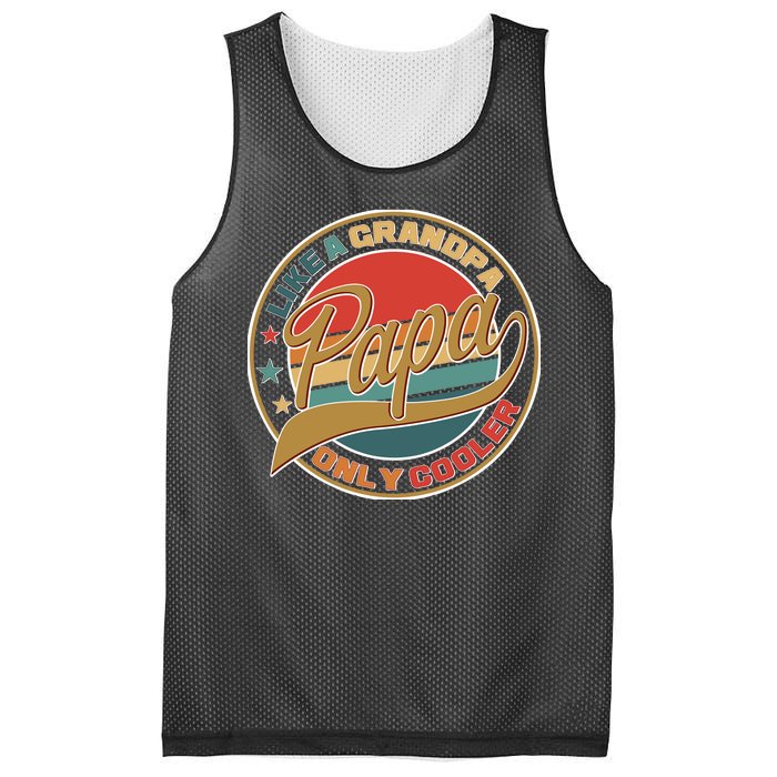 Papa Like A Grandpa Only Cooler Emblem Mesh Reversible Basketball Jersey Tank