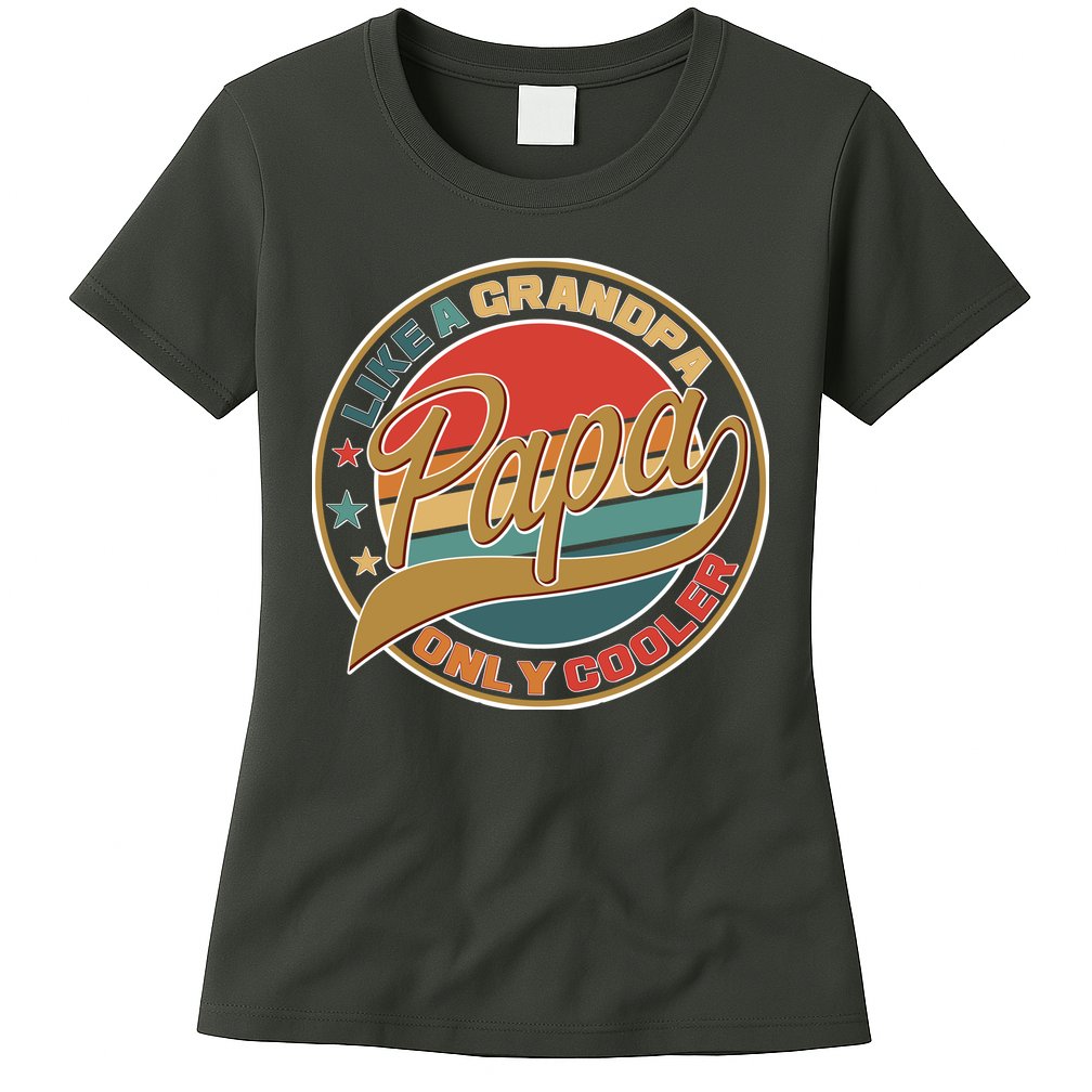 Papa Like A Grandpa Only Cooler Emblem Womens T-Shirt