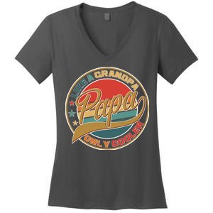 Papa Like A Grandpa Only Cooler Emblem Women's V-Neck T-Shirt