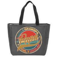 Papa Like A Grandpa Only Cooler Emblem Zip Tote Bag