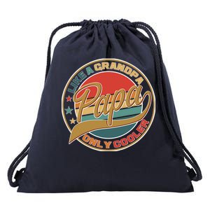 Papa Like A Grandpa Only Cooler Emblem Drawstring Bag