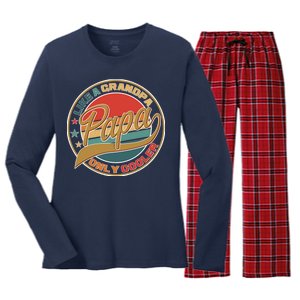 Papa Like A Grandpa Only Cooler Emblem Women's Long Sleeve Flannel Pajama Set 