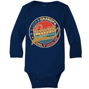 Papa Like A Grandpa Only Cooler Emblem Baby Long Sleeve Bodysuit