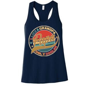 Papa Like A Grandpa Only Cooler Emblem Women's Racerback Tank