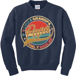 Papa Like A Grandpa Only Cooler Emblem Kids Sweatshirt