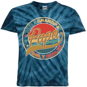 Papa Like A Grandpa Only Cooler Emblem Kids Tie-Dye T-Shirt