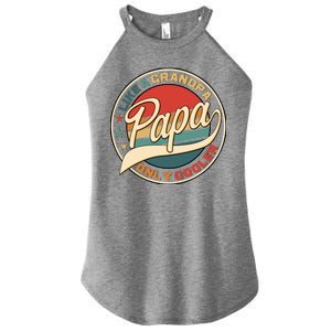 Papa Like A Grandpa Only Cooler Emblem Women's Perfect Tri Rocker Tank