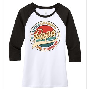 Papa Like A Grandpa Only Cooler Emblem Women's Tri-Blend 3/4-Sleeve Raglan Shirt