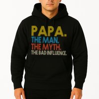 Papa Man Myth The Bad Influence Retro Hoodie