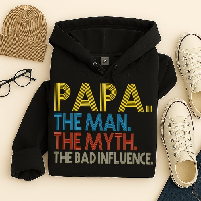 Papa Man Myth The Bad Influence Retro Hoodie