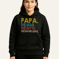 Papa Man Myth The Bad Influence Retro Hoodie