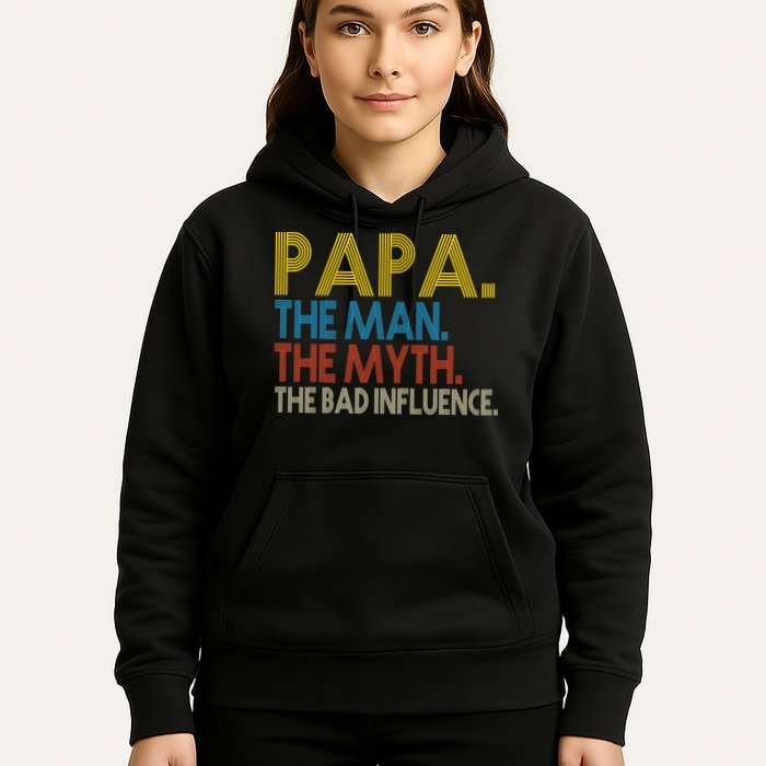 Papa Man Myth The Bad Influence Retro Hoodie