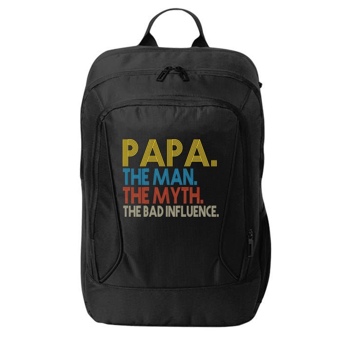 Papa Man Myth The Bad Influence Retro City Backpack