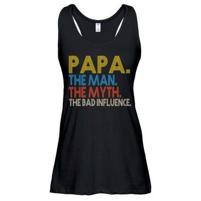 Papa Man Myth The Bad Influence Retro Ladies Essential Flowy Tank