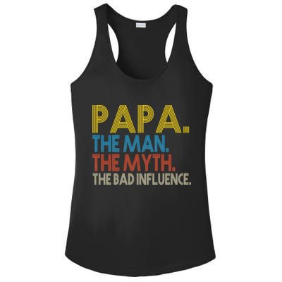 Papa Man Myth The Bad Influence Retro Ladies PosiCharge Competitor Racerback Tank