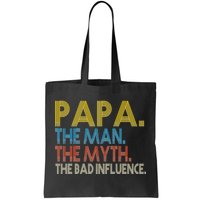 Papa Man Myth The Bad Influence Retro Tote Bag