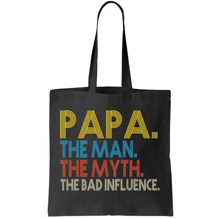 Papa Man Myth The Bad Influence Retro Tote Bag