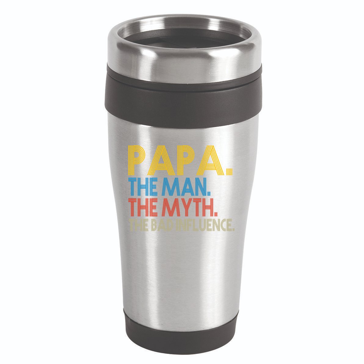 Papa Man Myth The Bad Influence Retro 16oz Travel Tumbler