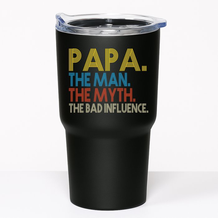 Papa Man Myth The Bad Influence Retro Tumbler