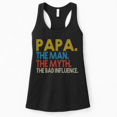 Papa Man Myth The Bad Influence Retro Womens Tank Top