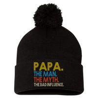 Papa Man Myth The Bad Influence Retro Pom Pom 12in Knit Beanie