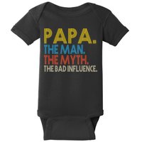 Papa Man Myth The Bad Influence Retro Baby Bodysuit