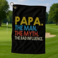 Papa Man Myth The Bad Influence Retro Golf Towel