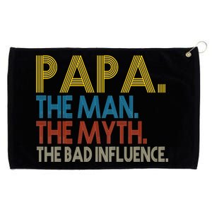 Papa Man Myth The Bad Influence Retro Grommeted Golf Towel