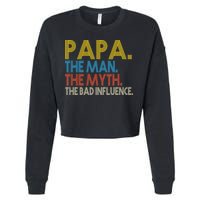 Papa Man Myth The Bad Influence Retro Cropped Pullover Crew