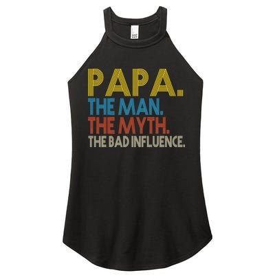 Papa Man Myth The Bad Influence Retro Women's Perfect Tri Rocker Tank