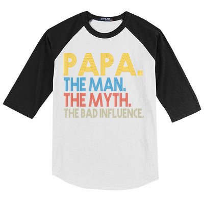 Papa Man Myth The Bad Influence Retro Kids Colorblock Raglan Jersey