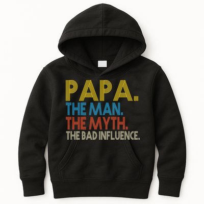 Papa Man Myth The Bad Influence Retro Kids Hoodie