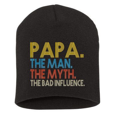 Papa Man Myth The Bad Influence Retro Short Acrylic Beanie