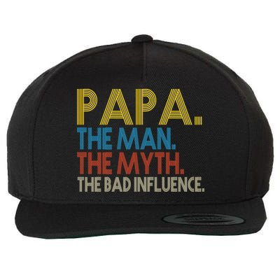 Papa Man Myth The Bad Influence Retro Wool Snapback Cap